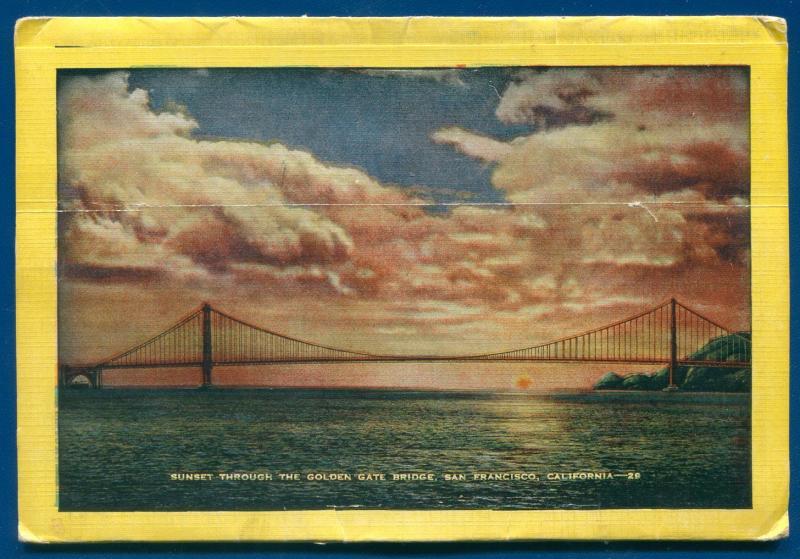 Oakland Berkeley California ca souvenir linen postcard folder foldout