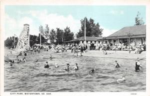 Watertown South Dakota~City Park Swimming Pool~Kids in Water~1920s Blue Sky Pc