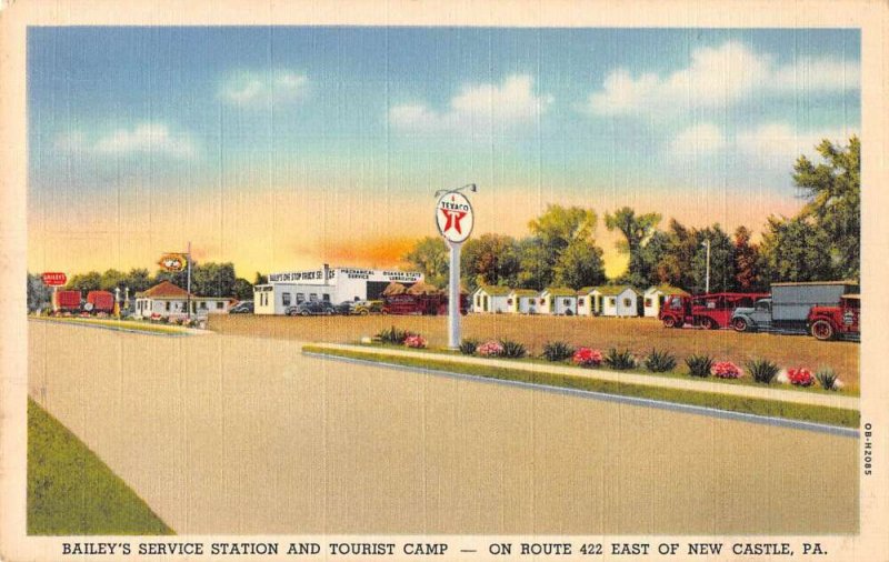 New Castle Pennsylvania Bailey's Service Station Tourist Camp Texaco PC AA16784