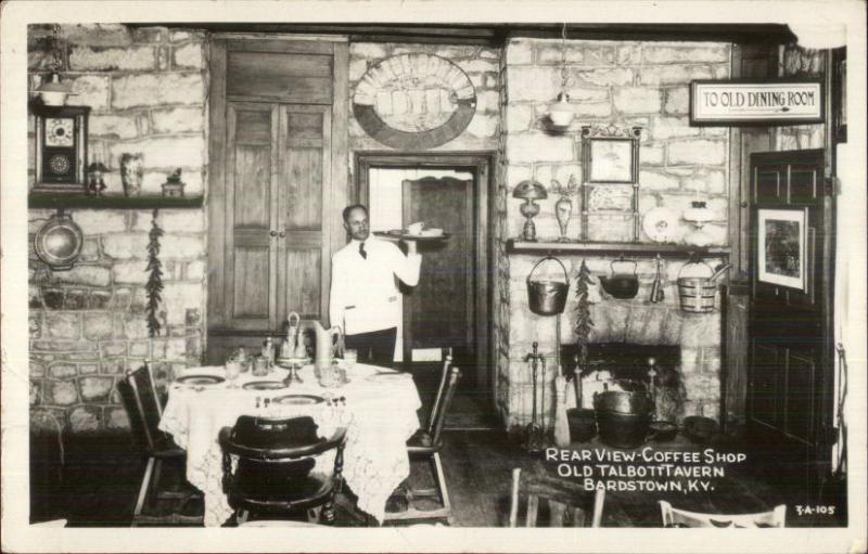 Bardstown KY Talbott Tavern Interior CLINE? Real Photo Postcard