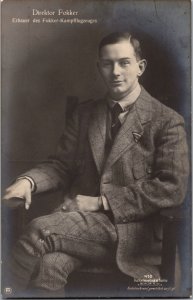 Mint Germany Aviation RPPC Postcard Director Fokker Portrait Aircraft Builder