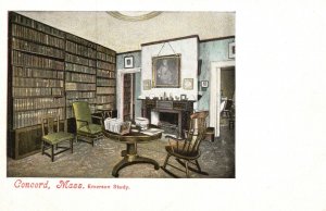 Vintage Postcard Emerson Study Room Concord Massachusetts Hugh C. Leighton Pub.