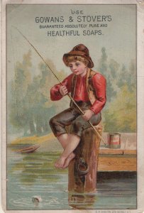 Gowans & Stovers Soaps Boy Fishing Rod Old Advertising Card