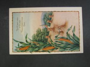 Whitney Thanksgiving Corn Greeting c1910 Postcard