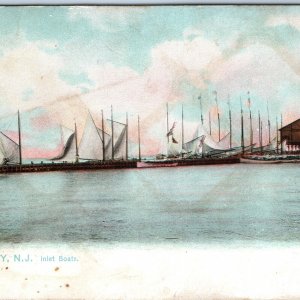 c1900s Atlantic City, NJ Inlet Boats Sail Raphael Tuck Jubilee, Iowa Cancel A169