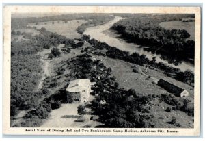 1951 Aerial View Dining Hall Two Bunkhouse Camp Horizon Kansas Vintage Postcard