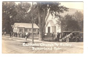 Real Photo, Catholic Church and Rectory, Sutherland,  Nebraska