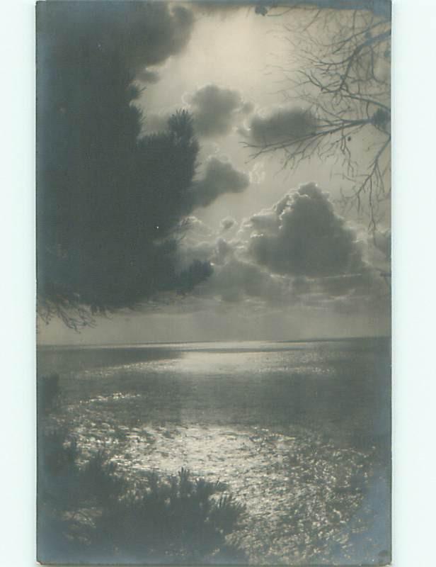 rppc 1920's SUNSET ON THE WATER AC8666