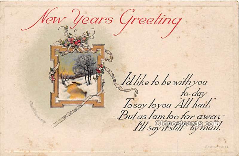 New Year, Ellen H Clapsaddle Writing on back yellowing stains from age