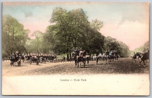Postcard London England Hyde Park Horse Carriages 1900s UDB View