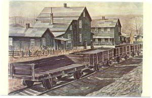 Coal Cars at Eckley Pennsylvania PA, Watercolor by Bob Longo,. Chrome