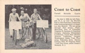 Men on Bikes Coast to Coast Biking Trip Antique Postcard J65699