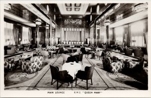 Cunard RMS 'Queen Mary' Main Lounge UNUSED Real Photo Postcard G17