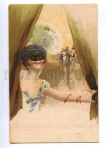 190057 Masquerade DANCE Lady by MONESTIER Vintage Italy PC