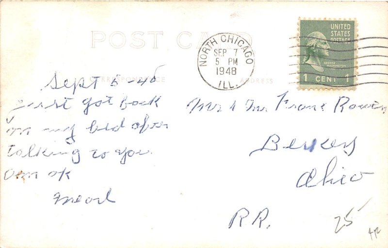 J64/ Waukegan Illinois RPPC Postcard c1948 Washington St Stores Hotel  349