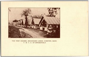 Tent Houses Brookside Lodge Camp Chester MA YWCA of Springfield Vtg Postcard T20