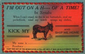 Vintage Postcard I'm Out on a H___ of a Time in Nevada Bordered Poster