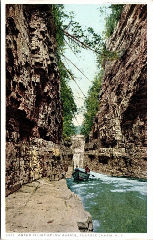 Grand Flume Below Rapids Ausable Chasm New York Ny Phostint Unp Vintage Postcard