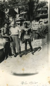 Postcard Early RPPC View of Gentleman and Native Friends , Unidentified Island.