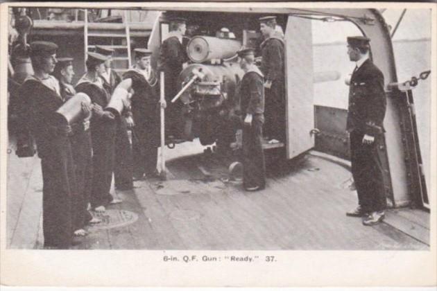 England Naval Scenes 6 inch Q F Gun Ready Giant Canon