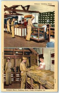 CAMP LIVINGSTON, Louisiana LA ~ CLOTHING STORE WWII Era c1940s Linen Postcard