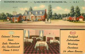 Automobile Court Roadside MWM Richmond Virginia Postcard linen 20-14049
