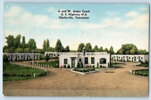 1953 Clarksville Tennessee TN Vintage Postcard A. W. Motor Court Building Posted