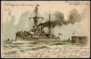 Germany 1900 Navy Ship SMS Weissenburg Patriotic PPC G63788