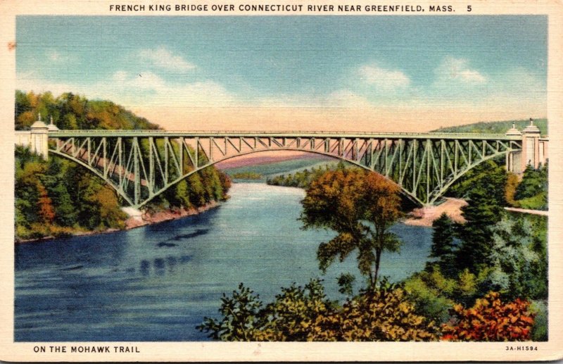 Massachusetts Greenfield French King Bridge Over Connecticut River 1936 Curteich