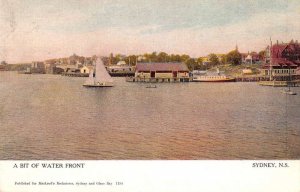 Sydney Nova Scotia Canada scenic view boats and water front antique pc BB1072