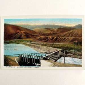 Truckee River Dam Nevada Postcard Derby Historic Landmark c1950-60s PCBG8A