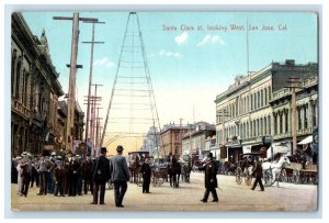 1909 Santa Clara Street Looking West San Jose California CA Postcard 