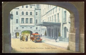 h2372 - QUEBEC CITY Postcard 1910s Chateau Frontenac Court Yard. Old Car