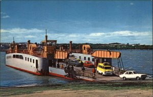 Cornwall England Torpoint Ferry Car Ferry Bus Camper Van Vintage Postcard