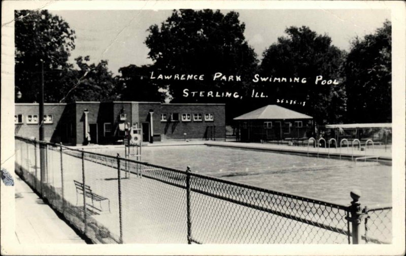 Sterling Illinois IL Lawrence Park Swimming Pool Real Photo Postcard
