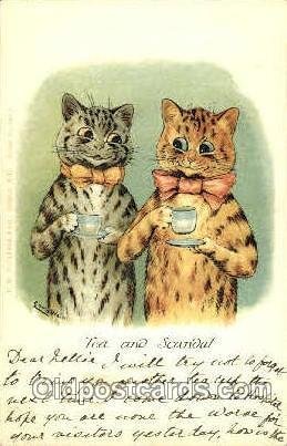Artist Louis Wain Cat 1905 writing on front, postal used 1905