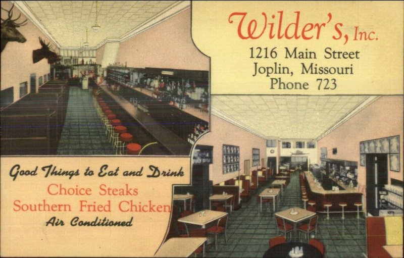 Joplin MO Wilder's Restaurant Linen Postcard