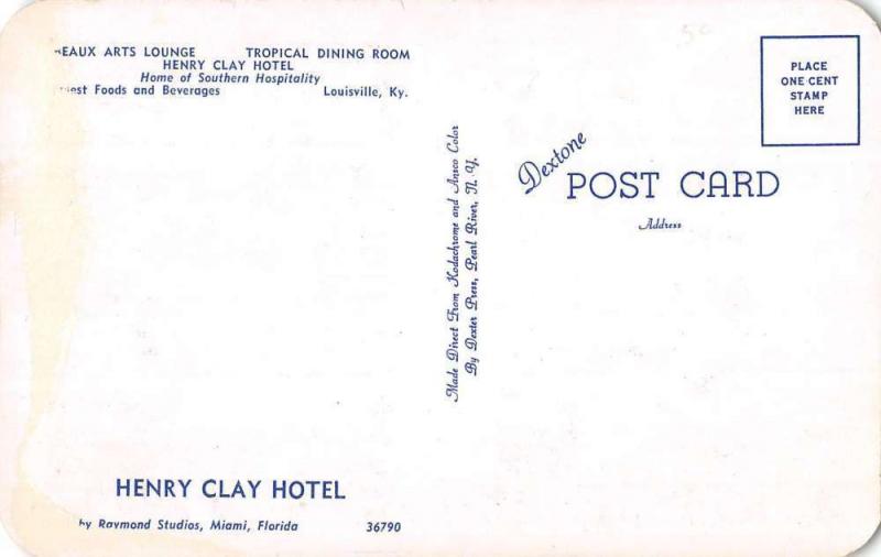 Louisville Kentucky Henry Clay Hotel Multiview Vintage Postcard K38273