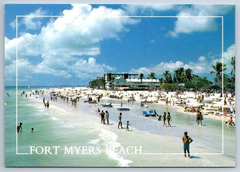Looking North From The Fishing Pier, Fort Myers Beach, Florida, Chrome Postcard
