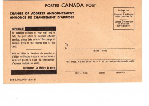 Canada Post, Change of Address Announcement 1961, Postal Stationery