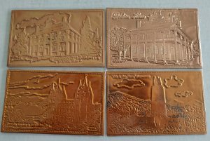 Kopper Kard Lot of 4 Brigham Young/Mormon Church Engrave Copper Postcard Vintage
