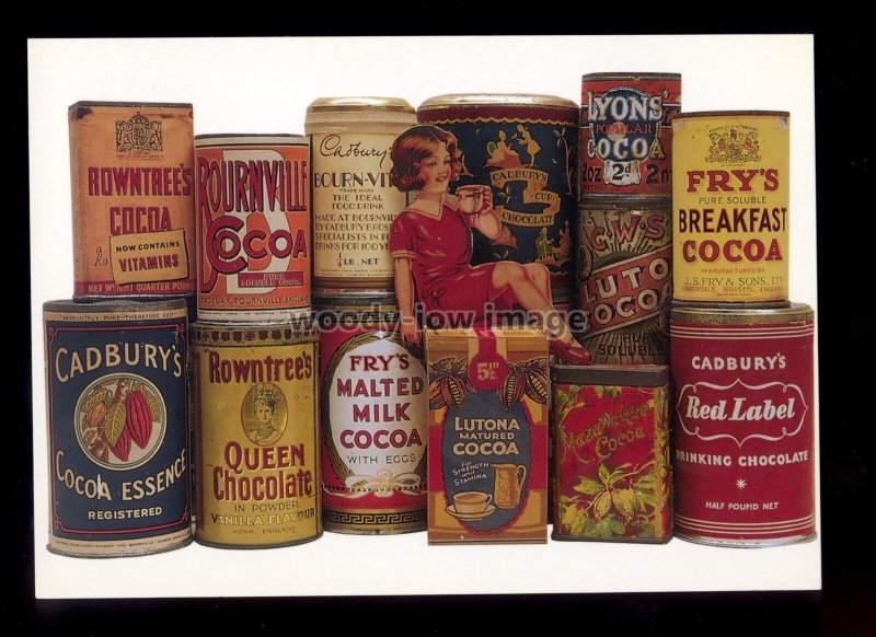 ad3983 - Assortment of Tins of Cocoa between two Wars - Modern Advert postcard