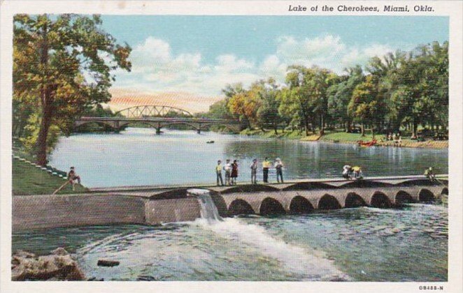 Oklahoma Miami Fishing At Dam At Lake of The Ozarks Curteich