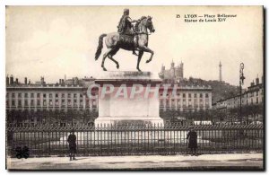 Postcard Old Lyon Place Bellecour Louis XIV Statue