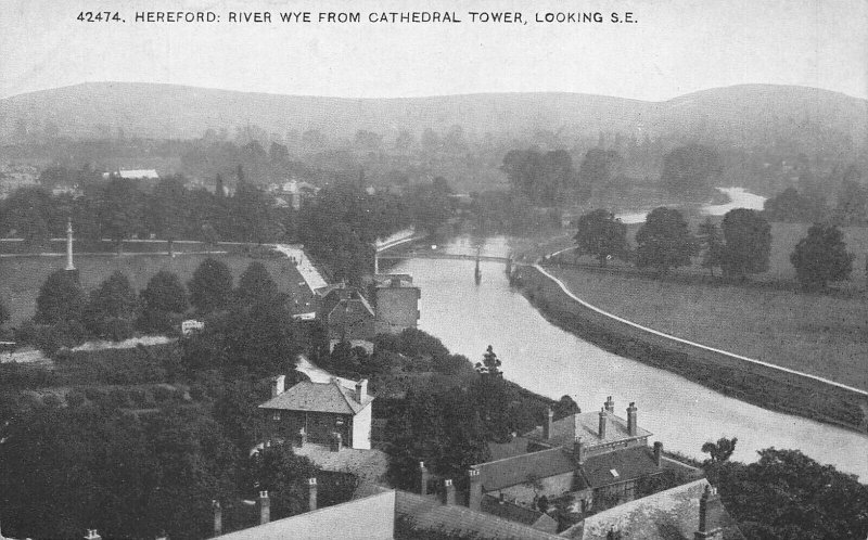 HEREFORD HEREFORDSHIRE ENGLAND~RIVER WYE FROM CATHEDRAL LOOKING S.E. POSTCARD