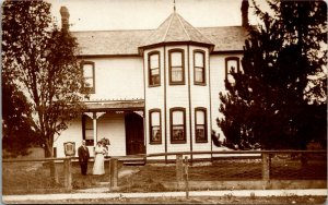 RPPC Real Photo Postcard Dressed Up Man & Woman in Front of House ~1910 K57