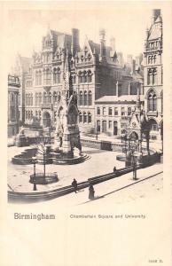 BIRMINGHAM UK~CHAMBERLAIN SQUARE AND UNIVERSITY PEACOCK PLATINO-PHOTO POSTCARD