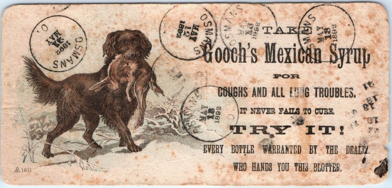 1892 Osmans, Ohio Ghost Town Post Office Cancel Gooch's Blotter Trade Card 5S