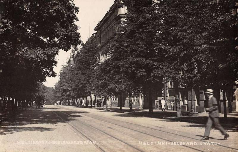 Helsinki Finland City Street Scene Real Photo Antique Postcard K30673