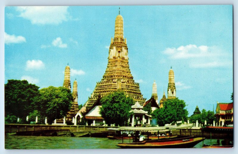 Dhonburi Thailand Postcard Scenery of the Temple of Dawn 1961 Vintage